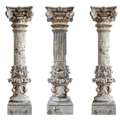 Antique Column set isolated on a transparent background 
