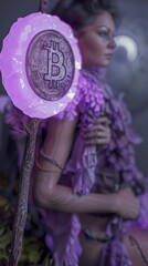 Fashion and Cryptocurrency Concept with Bitcoin - obrazy, fototapety, plakaty