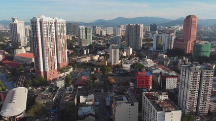 An early morning drone view of Kuala Lumpur. Malaysia.