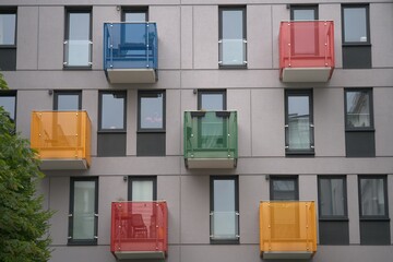 Kolorowe balkony - obrazy, fototapety, plakaty