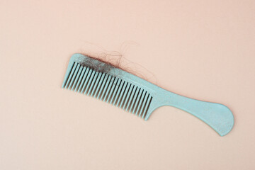 Comb with hair loss, health problem, issue of aging, alopecia areata by stress or infection, hairbrush - 788647112