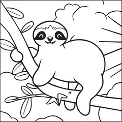 Sloth coloring pages. Sloth animal outline for coloring book