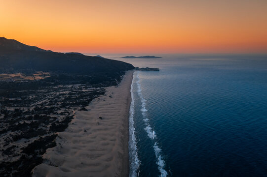 aerial famous patara beach's cape view at the morning