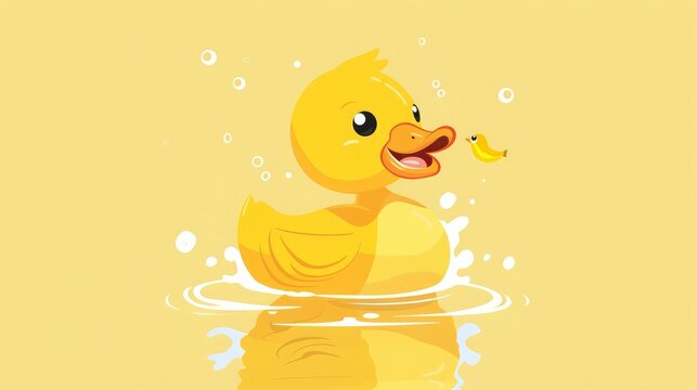 Cute Duck Cartoon Vector: Flat Animal Nature Icon Illustration