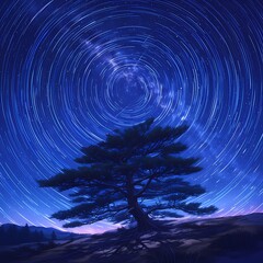 Breathtaking Time-Lapse of a Starry Sky Enveloping a Towering Tree