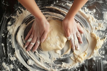 Preparation of the dough, The dough rolling the women for bake, preparing dough for pizza, pizza...