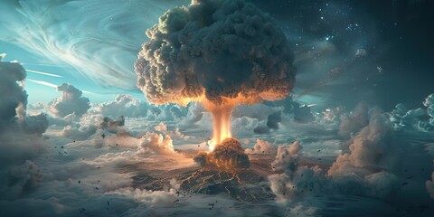 Fototapeta na wymiar Mushroom cloud associated with a nuclear explosion