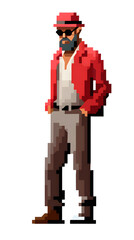 Fototapeta premium pixel style illustrated vinatge style 8 bit gangster style, gangster dude pixel 8 bit vibe