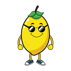 Cheerful Lemon Cartoon. Adorable Cartoon Lemon Character .Funny Lemon Mascot