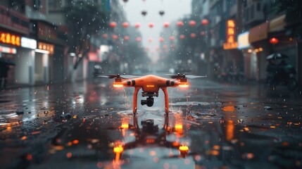 Urban Rainfall Drone Flight: Technological Eye Amidst the Downpour