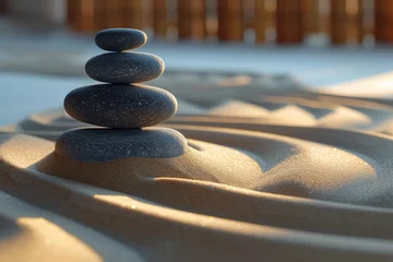 Foto op Aluminium Stack of rocks on sand © yuliachupina