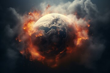 Obraz na płótnie Canvas Engulfing Smoke clouds planet. Space cloud dark. Generate Ai