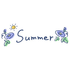 夏をイメージした文字と朝顔のイラスト