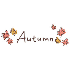 秋をイメージした文字とモミジのイラスト
