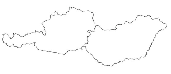 Contours of the map of Hungary, Austria