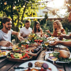 Backyard Bonding: Family Shares Fresh Lunch Together in Home Garden