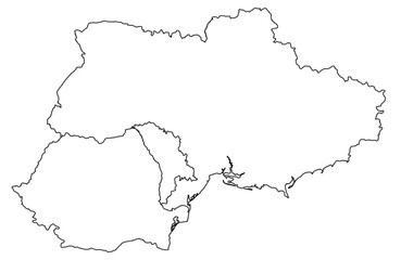 Outline of the map of Romania, Ukraine with regions
