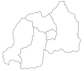 Outline of the map of Rwanda with regions