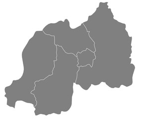 Obraz premium Outline of the map of Rwanda with regions