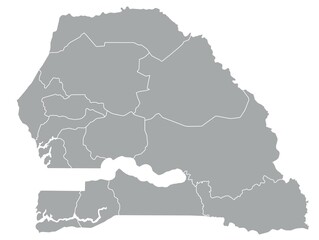 Outline of the map of Senegal with regions