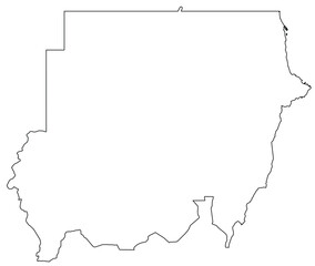 Outline of the map of Sudan with regions