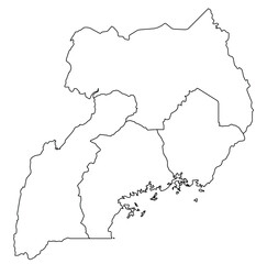 Outline of the map of Uganda with regions