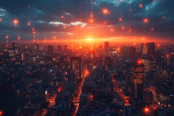 Fototapeta premium Aerial night view of city