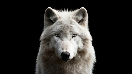 Portrait of arctic wolf isolated on black background. Polar wolf