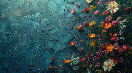 Blooming flowers. Breaking barriers concept, seasonal background, generative ai - 788663547