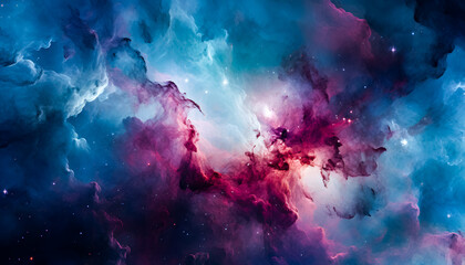 space galaxy background with stunning views of nebulae and stars with stunning colors, nebula wallpaper with red and blue space clouds - obrazy, fototapety, plakaty