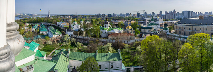 View from the Great Lavra Bell Tower to the domes of the Kiev Pechersk Lavra. Kyiv, Ukraine.