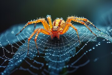 Close-up of spider on spider web