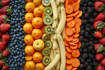 Colorful array of fresh fruits and vegetables