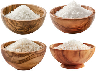 collection of  salt in wooden bowl 