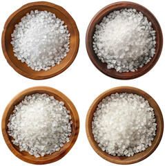 Fototapeta na wymiar collection of salt in wooden bowl 