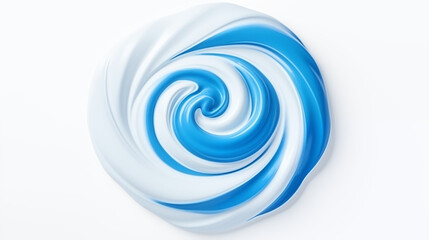 blue and white mix color cream swirl on white background
