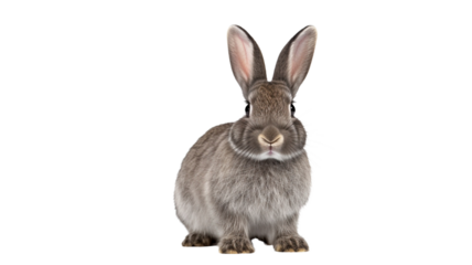 Grey rabbit isolated on transparent background,
