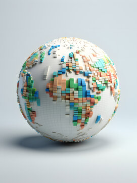 pixel style  illustrated vinatge style 8 bit globe world, pixel style earth globe