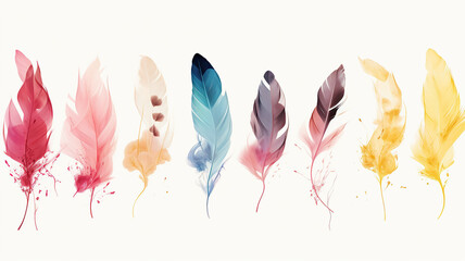 Abstract watercolor background with plumes