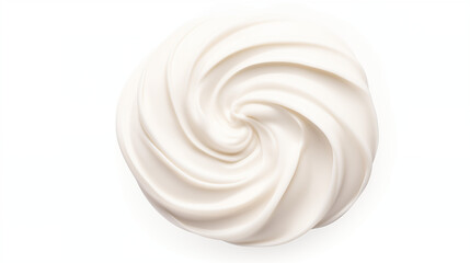 White cream swirl isolated on white background