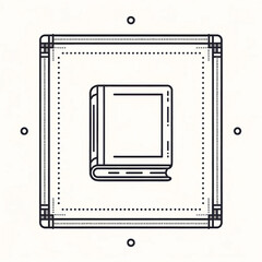 Book Line Art Frame, Simple Design, Minimalist Illustration