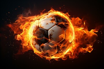 Fiery Soccer football flame. Goal equipment. Generate Ai