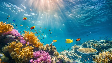 Underwater Diving  - Tropical Scene With Sea Life In The Reef