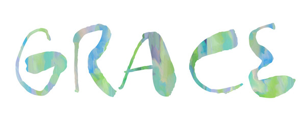 GRACE- The word GRACE with a digital Pastel colored painting in the letters GRACE - Transparent PNG Text, Word, letters, color, colorful, pastel