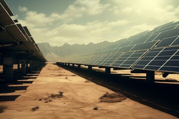 Renewable Solar panels. Sun electric power. Generate Ai