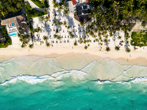 Aerial View of Playa Para&iacute;so, Tulum, Quintana Roo, Mexico.