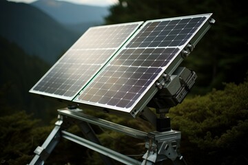 Renewable Solar panels field generators. Sky industry. Generate Ai