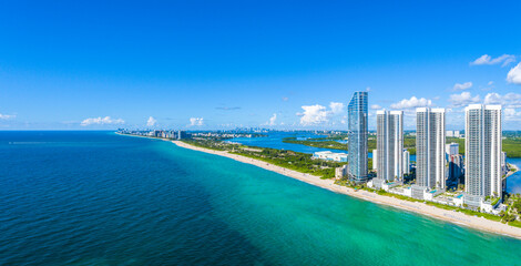 Aerial view of Sunny Isles Beach, Florida, United States.