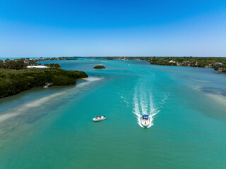 Aerial view of Blackburn Bay, Casey Key, Nokomis, Florida, United States.