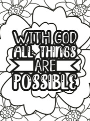 Religious quotes Coloring Book Pages Religious quotes for  Relaxation and Stress Relief on Flowers Patterns
